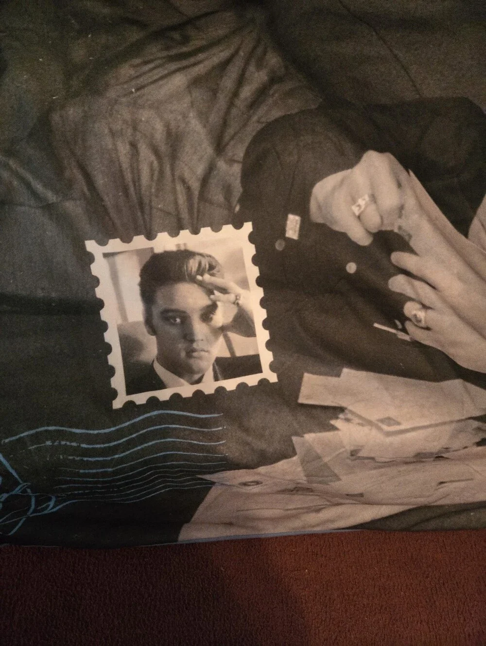 Elvis Black and Gray Graphic Fleece Throw Blanket - Unbranded